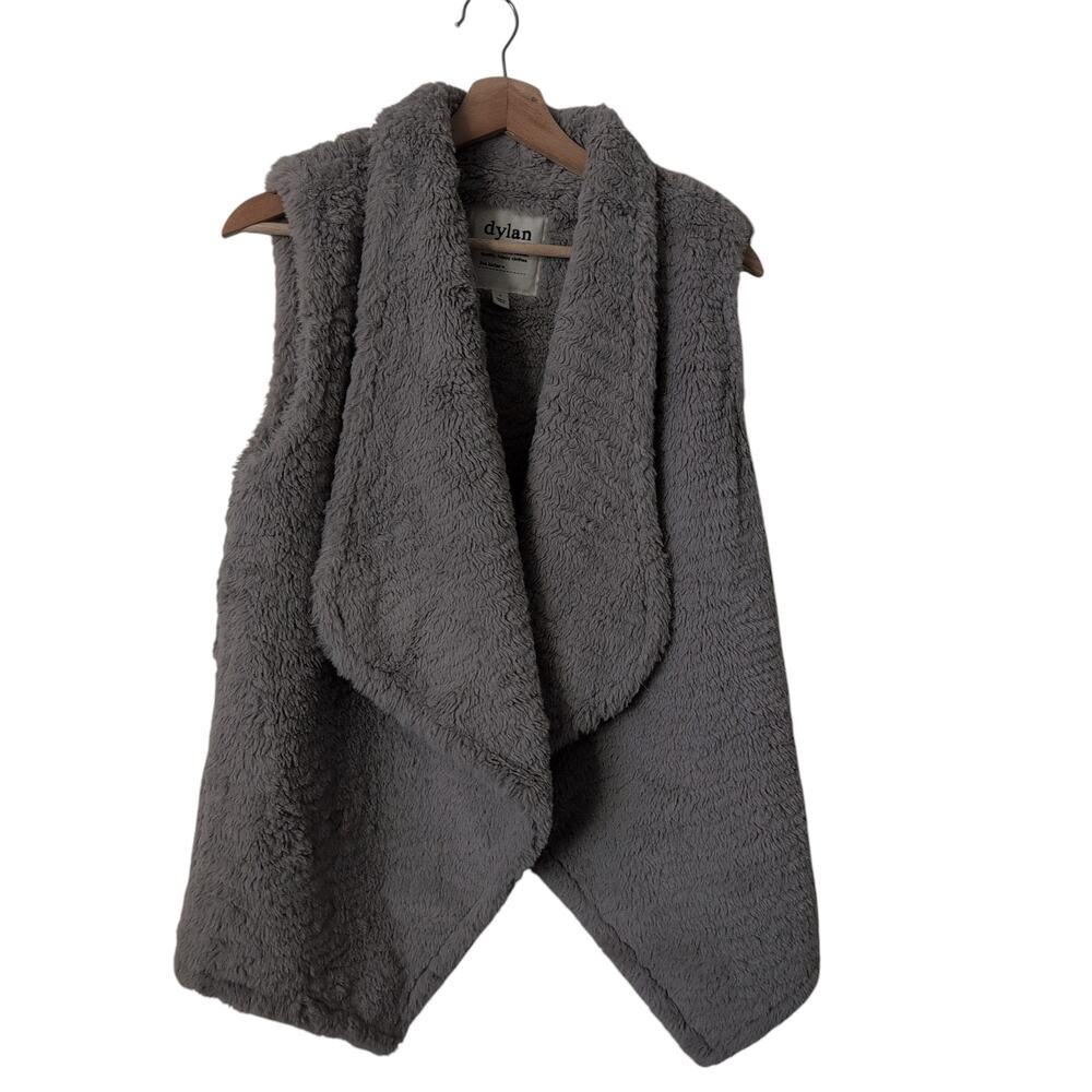Dylan LA Nordstrom Faux Fur Gray Channing Sherpa Vest‎ Womens Small Fluffy Cozy